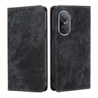 For Huawei Nova 9 SE 4G RFID Anti-theft Brush Magnetic Leather Phone Case(Black) - 1