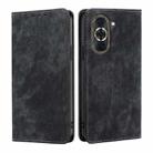 For Huawei Nova 10 Pro RFID Anti-theft Brush Magnetic Leather Phone Case(Black) - 1