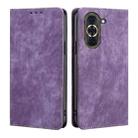 For Huawei Nova 10 Pro RFID Anti-theft Brush Magnetic Leather Phone Case(Purple) - 1