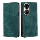 For Huawei P50 RFID Anti-theft Brush Magnetic Leather Phone Case(Green) - 1