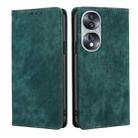 For Honor 70 RFID Anti-theft Brush Magnetic Leather Phone Case(Green) - 1