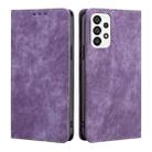 For Samsung Galaxy A73 5G RFID Anti-theft Brush Magnetic Leather Phone Case(Purple) - 1
