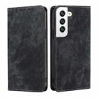 For Samsung Galaxy S21 5G RFID Anti-theft Brush Magnetic Leather Phone Case(Black) - 1