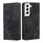 For Samsung Galaxy S21 FE  5GRFID Anti-theft Brush Magnetic Leather Phone Case(Black) - 1