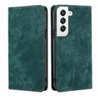 For Samsung Galaxy S21 FE 5G RFID Anti-theft Brush Magnetic Leather Phone Case(Green) - 1
