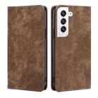 For Samsung Galaxy S22+ 5G RFID Anti-theft Brush Magnetic Leather Phone Case(Brown) - 1