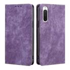 For Sony Xperia 10 IV RFID Anti-theft Brush Magnetic Leather Phone Case(Purple) - 1
