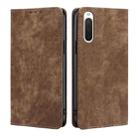 For Sony Xperia 10 IV RFID Anti-theft Brush Magnetic Leather Phone Case(Brown) - 1