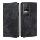 For Xiaomi Redmi K50/K50 Pro RFID Anti-theft Brush Magnetic Leather Phone Case(Black) - 1