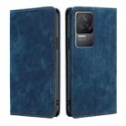For Xiaomi Redmi K50/K50 Pro RFID Anti-theft Brush Magnetic Leather Phone Case(Blue) - 1