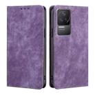 For Xiaomi Redmi K50/K50 Pro RFID Anti-theft Brush Magnetic Leather Phone Case(Purple) - 1