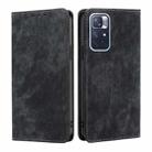 For Xiaomi Redmi Note 11 5G/Poco M4 Pro 5G RFID Anti-theft Brush Magnetic Leather Phone Case(Black) - 1