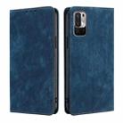 For Xiaomi Redmi Note 10 JE  Japan RFID Anti-theft Brush Magnetic Leather Phone Case(Blue) - 1