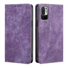 For Xiaomi Redmi Note 10 JE  Japan RFID Anti-theft Brush Magnetic Leather Phone Case(Purple) - 1