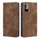 For Xiaomi Redmi Note 10 JE  Japan RFID Anti-theft Brush Magnetic Leather Phone Case(Brown) - 1