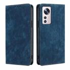 For Xiaomi 12 RFID Anti-theft Brush Magnetic Leather Phone Case(Blue) - 1
