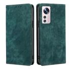 For Xiaomi 12 RFID Anti-theft Brush Magnetic Leather Phone Case(Green) - 1