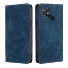 For Xiaomi Poco C40 RFID Anti-theft Brush Magnetic Leather Phone Case(Blue) - 1
