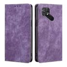 For Xiaomi Poco C40 RFID Anti-theft Brush Magnetic Leather Phone Case(Purple) - 1