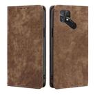 For Xiaomi Poco C40 RFID Anti-theft Brush Magnetic Leather Phone Case(Brown) - 1