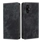 For Xiaomi Poco M4 5G RFID Anti-theft Brush Magnetic Leather Phone Case(Black) - 1
