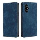 For Xiaomi Poco M4 5G RFID Anti-theft Brush Magnetic Leather Phone Case(Blue) - 1