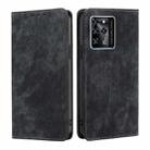 For ZTE Blabe V30 RFID Anti-theft Brush Magnetic Leather Phone Case(Black) - 1