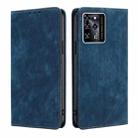 For ZTE Blabe V30 RFID Anti-theft Brush Magnetic Leather Phone Case(Blue) - 1