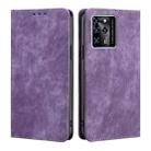 For ZTE Blabe V30 RFID Anti-theft Brush Magnetic Leather Phone Case(Purple) - 1