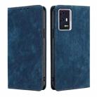 For ZTE Axon 30 Pro RFID Anti-theft Brush Magnetic Leather Phone Case(Blue) - 1