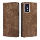 For ZTE Axon 30 Pro RFID Anti-theft Brush Magnetic Leather Phone Case(Brown) - 1