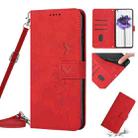 For Nothing Phone 1 Skin Feel Heart Pattern Leather Phone Case with Lanyard(Red) - 1