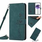 For Nothing Phone 1 Skin Feel Heart Pattern Leather Phone Case with Lanyard(Green) - 1