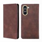 For Huawei nova 10 Skin Feel Magnetic Horizontal Flip Leather Phone Case(Dark Brown) - 1