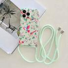 For iPhone 13 Pro Max Lanyard Small Floral TPU Phone Case (Light Green) - 1