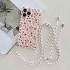 For iPhone 13 Pro Max Lanyard Small Floral TPU Phone Case (White) - 1