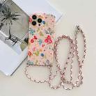 For iPhone 13 Pro Max Lanyard Small Floral TPU Phone Case (Pink) - 1