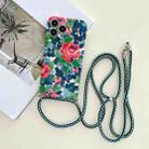 For iPhone 13 Lanyard Small Floral TPU Phone Case(Green) - 1