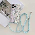 For iPhone 12 Lanyard Small Floral TPU Phone Case(Blue) - 1