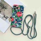 For iPhone 11 Pro Max Lanyard Small Floral TPU Phone Case (Green) - 1