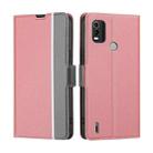 For Nokia C21 Plus Twill Texture Side Button Leather Phone Case(Pink) - 1