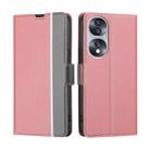 For Honor 70 Twill Texture Side Button Leather Phone Case(Pink) - 1