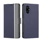 For Xiaomi Poco M4 5G Twill Texture Side Button Leather Phone Case(Blue) - 1