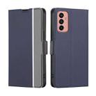 For Samsung Galaxy M13 Twill Texture Side Button Leather Phone Case(Blue) - 1