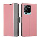 For vivo S15 Pro 5G Twill Texture Side Button Leather Phone Case(Pink) - 1