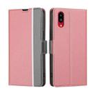 For Sharp Simple Sumaho 6 A201SH Twill Texture Side Button Leather Phone Case(Pink) - 1