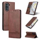 For Huawei nova 10 Pro AZNS Magnetic Calf Texture Flip Leather Phone Case(Dark Brown) - 1