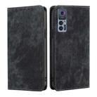 For TCL 30 5G/30+ 5G RFID Anti-theft Brush Magnetic Leather Phone Case(Black) - 1