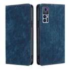 For TCL 30 5G/30+ 5G RFID Anti-theft Brush Magnetic Leather Phone Case(Blue) - 1
