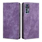 For TCL 30 5G/30+ 5G RFID Anti-theft Brush Magnetic Leather Phone Case(Purple) - 1